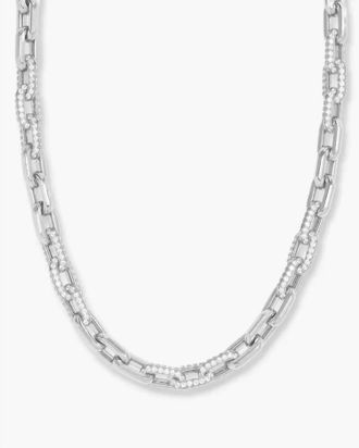 Melinda Maria Womens Frankie Pave Chain Necklace In Silver