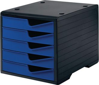 Styro Styro - Coffre De Rangement 5 Tiroirs Polystyr&egrave;ne Noir/bleu H255xl270xp340mm