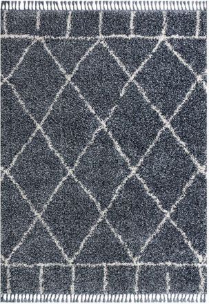 Jonathan Y Designs Mercer Shag Plush Tassel Moroccan Geometric Area Rug in Blue/cream at Nordstrom, Size 4Ft 0In X 6Ft 0In