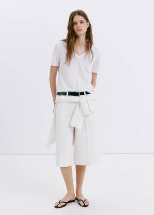 Mango Maglietta cotone collo a V bianco - Donna - XXS - MANGO