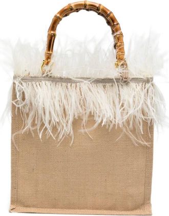 La Milanesa Violeta Yuta And Feathers Medium Bag