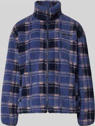 Review Fleecejacke mit Stehkragen und Label-Detail in Marine, Größe XL