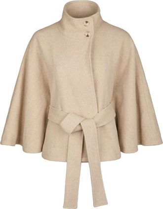 Neo Noir Cape met Strikceintuur - Dames - Zomerjassen - Beige - XS - Polyester - Jassen