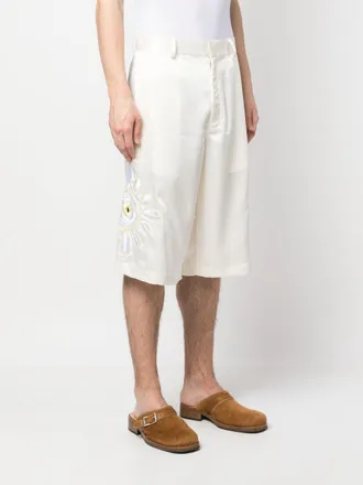 Bluemarble Embroidered Satin Shorts - Cream