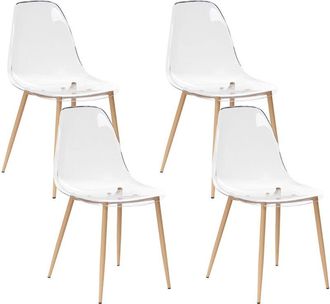 Beliani Set di 4 sedie da pranzo Moderno Minimalista Seduta in plastica Trasparente Takilma