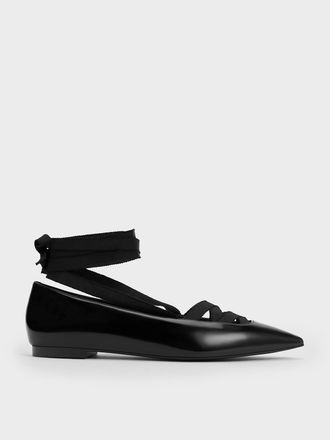 Charles & Keith Pointed-Toe Tie-Around Ballet Flats
