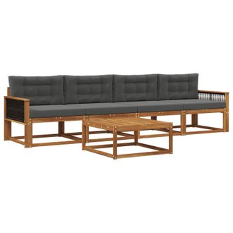 vidaXL Conjunto De Sof&aacute;s De Exterior 5 Pcs Natural Y Antracita Vidaxl