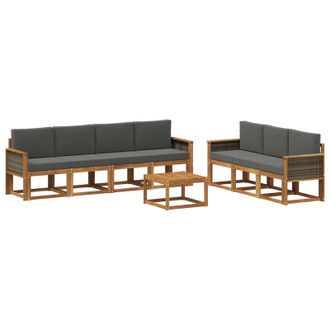 vidaXL Conjunto De Sof&aacute;s De Exterior 7 Pcs Natural Y Antracita Vidaxl