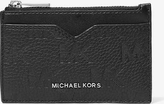Michael Kors Hudson Logo Embossed Leather Card Case