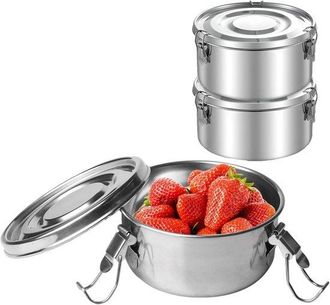 OEM Juego De 3 Loncheras De Acero Inoxidable, Lonchera, Caja Bento De Acero Inoxidable, Loncheras De Acero Inoxidable Con Tapa, Fruta, Cereales