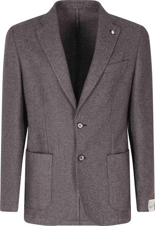 L.B.M. 1911 Plum Diagonal Weave Wool-Cotton Single-Breasted Jacket