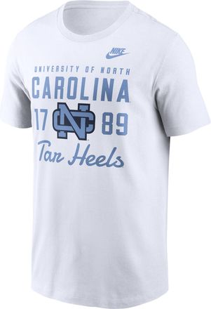 Nike North Carolina Legacy Stacked Est Nike Mens College T-Shirt in White | N19910ANCV-AZ2
