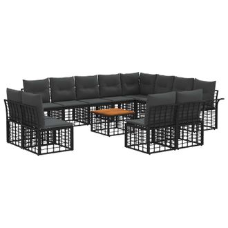 vidaXL Conjunto De Sof&aacute;s De Exterior 13 Pcs Negro Y Gris Oscuro Vidaxl