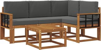 vidaXL Conjunto De Sof&aacute;s De Exterior 5 Uds. Natural Y Antracita Vidaxl