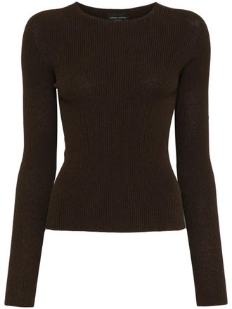 Roberto Collina fine-ribbed top - Brown