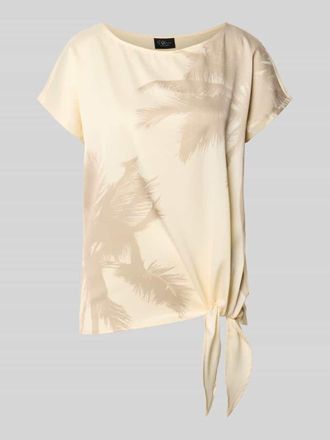 s.Oliver Black Label Relaxed Fit T-Shirt mit Allover-Muster in Ecru, Gr&ouml;&szlig;e 36