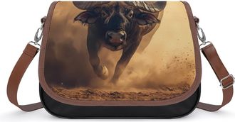 Generic Running Cape Buffalo Crossbody Bags for Women Fashion Leather Shoulder Handbags With Adjustable Strap