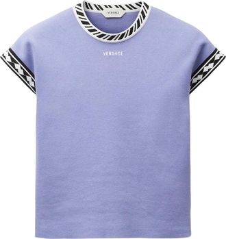 Versace T-shirt met geborduurd logo - Dames - Tops - Paars - Maat: M Katoen