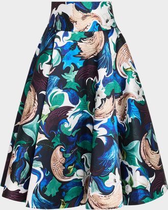 Mary Katrantzou Stowe Flared Abstract-Print Midi Skirt