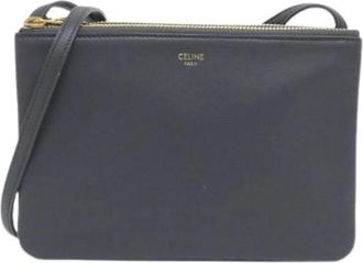 Celine Pre-owned Cross Body Bags, female, Gray, Size: ONE SIZE Pre-owned Vintage Leather Cross Body Bag