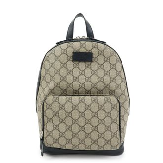 Gucci Zip Pocket Gg Coated Canvas Beige Canvas Backpack Bag (Pre-Owned)