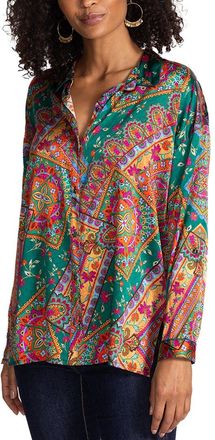 Johnny Was Audrey Silk-Blend Blouse