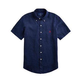 Polo Ralph Lauren Casual overhemd met korte mouwen - Heren - Korte mouwen Overhemden - Blauw - XL - Katoen - Overhemden