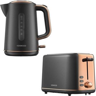 Kenwood Abbey Lux 1.7 Kettle & 2 Slice Toaster Set, Grey/Rose Gold