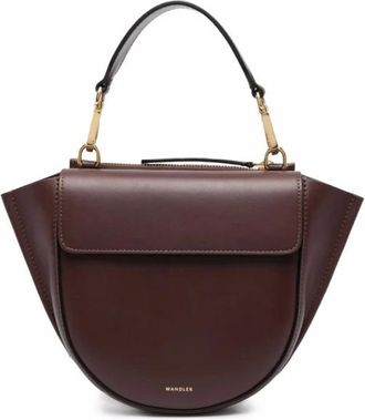 Wandler Tassen, Dames, Bruin, ONE Size, Leer, Bruin Leren Schoudertas met Logo