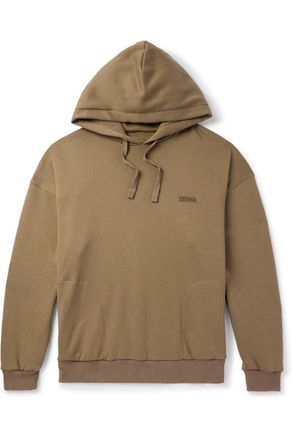 Ermenegildo Zegna Logo-Embroidered Cotton-Blend Jersey Hoodie
