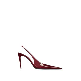 Saint Laurent Guermantes Slingback Pumps - Dames - Schoenen - Rood - Maat: 39 EU Leer
