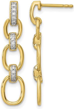 Diamond2Deal 14k Yellow Gold 0.15 ct Lab Grown Diamond Fancy Link Dangle Earrings VS Clarity, G-H Color