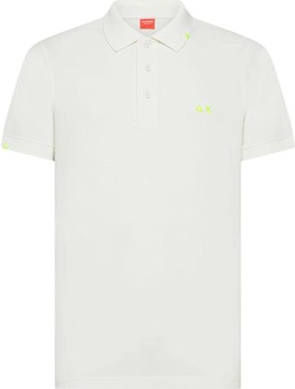 Sun 68 Polo met contrasterende details - Heren - Polos - Wit - L - Katoen - Tops