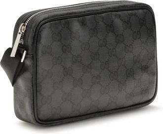 Gucci Mens Mini Essence Classic Shoulder Bag Black Cotton; Linen; Polyurethane