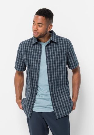 Jack Wolfskin Kurzarmhemd JACK WOLFSKIN HOT SPRINGS SHIRT M, Herren, Gr. M (50), Normalgr&ouml;ssen, blau (night, blau, checks), OBERSTOFF: 100% BAUMWOLLE, Hemden Kurzar