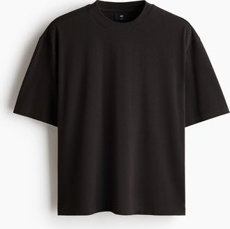 H&M Kastiges T-Shirt in Loose Fit - Schwarz