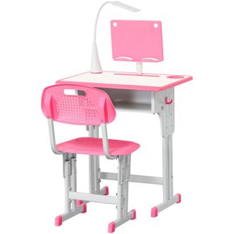 HOMCOM Homcom - Banchetto per Bambini con Sedia Altezza Regolabile Lampada Et&agrave; 6-12 Anni