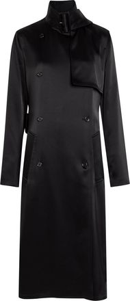 Courr&egrave;ges Double-breasted Satin Trench Coat - Black - 38 (UK10 / S)