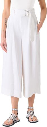 Akris Fiorella High Waist Linen Culottes in Cream at Nordstrom, Size 14