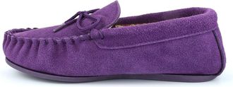 Generic Ladies Leather Moccasins - Womens Suede Slippers in Purple, Red, Navy Blue - Size 8 UK