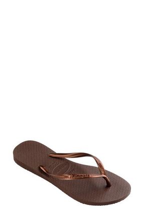 Havaianas Slim Flip Flop in Dark Brown Metallic at Nordstrom, Size 7