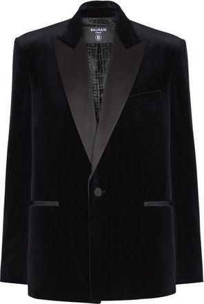 Balmain Velvet and satin 1-button blazer in Black at Nordstrom, Size 54 It