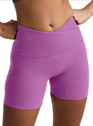 Beyond Yoga Spacedye At Your Leisure Bike Short 5 In Fun Fuschia Heather