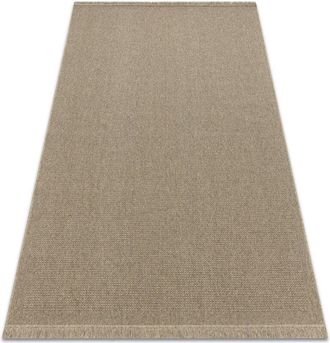 RugsX Rugsx - Wool carpet villa 8986/69500 Plain sizal, flat-woven dark beige beige 120x170 cm