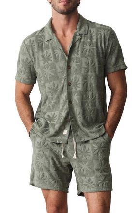 Marine Layer Rico Terry Short Sleeve Button-Up Resort Shirt in Sea Spray at Nordstrom, Size Xx-Large