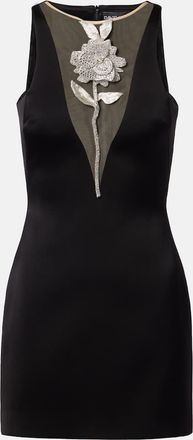 DAVID KOMA Abito corto in raso con applicazione