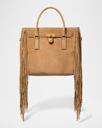 Michael Kors Hamilton Large Fringe Suede Top-Handle Bag