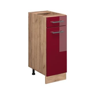Vicco Mueble Bajo De Cocina R-line, Rojo Burdeos Alto Brillo, 30 Cm Sin Encimera, Vicco