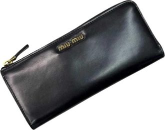 Miu Miu Pre-owned Lederen Portemonnee - Dames - Vintage Accessoires - Zwart - ONE Size - Leer - Vintage