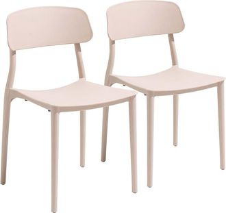Oviala Juego de dos sillas de polipropileno rosa